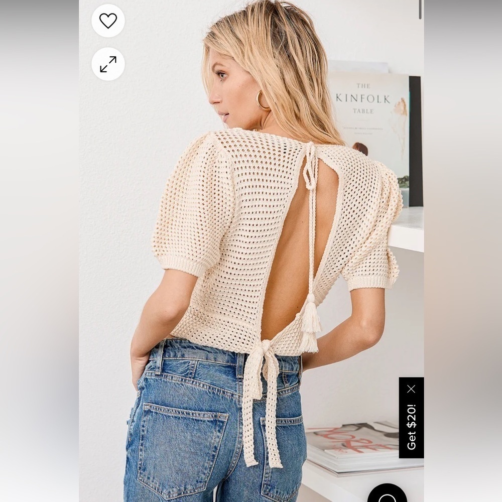 Lulus crochet open back style sweater. Size M